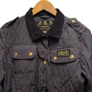 Barbour International Tourer Womens Sz UK 12 Dark Gray Polarquilt Quilted Jacket